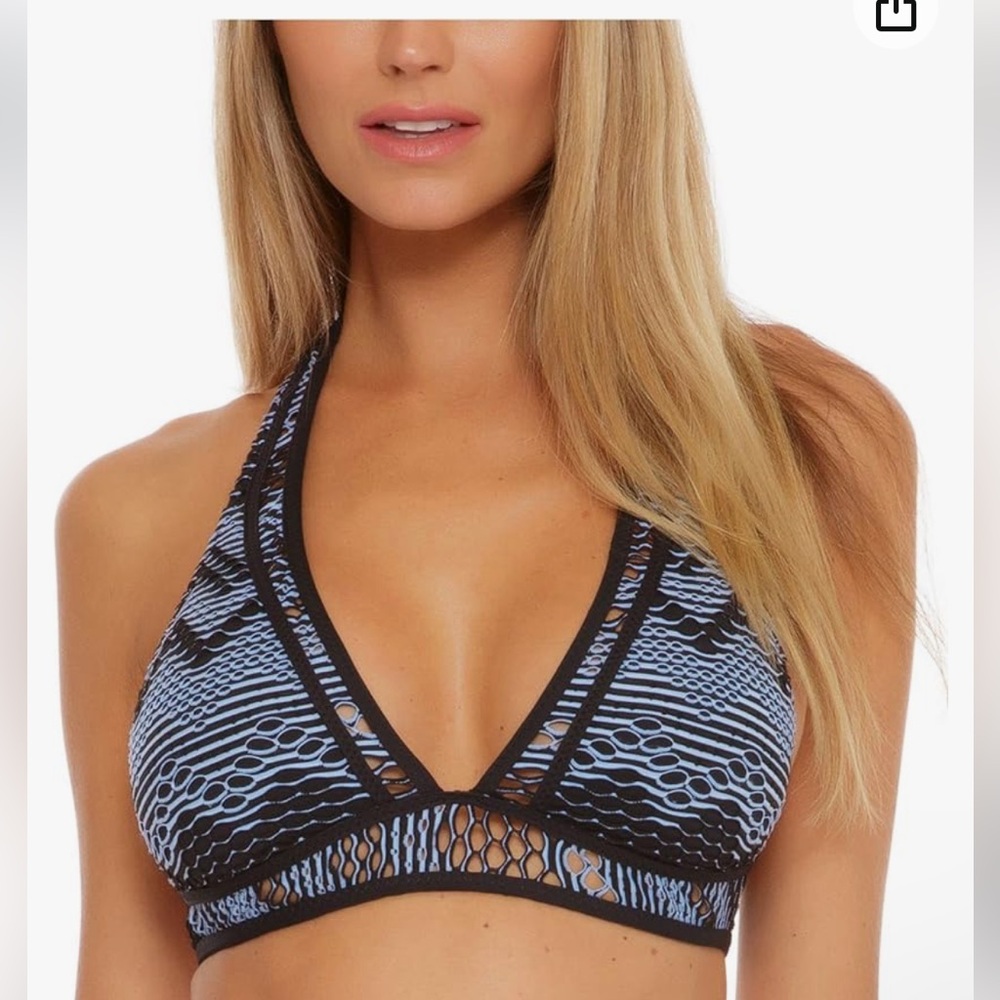 BECCA Blue and Black Bikini Top
